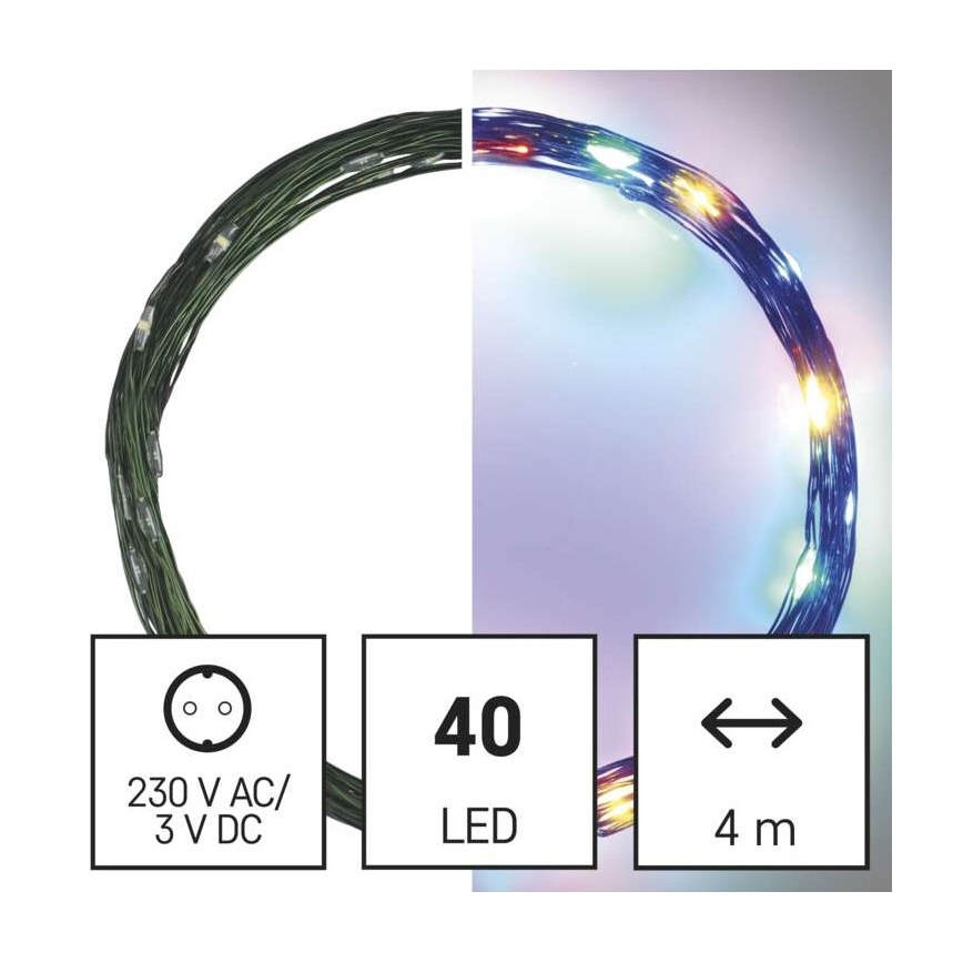 LED-Weihnachtskette für den Außenbereich 40xLED/9m IP44 multicolor