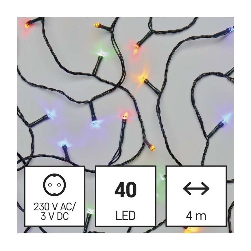 LED-Weihnachtskette für den Außenbereich 40xLED/9m IP44 multicolor