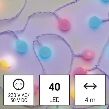 LED-Weihnachtskette für den Außenbereich 40xLED/9m IP44 multicolor