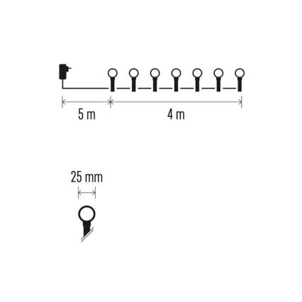 LED-Weihnachtskette für den Außenbereich 40xLED/9m IP44 multicolor