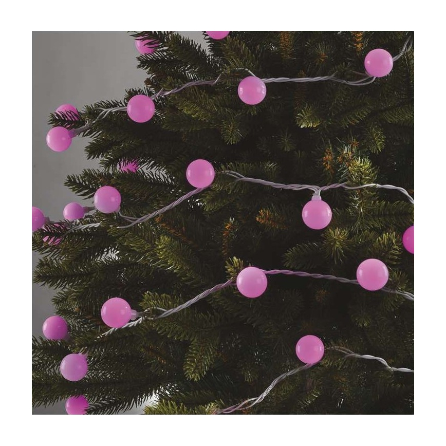 LED-Weihnachtskette für den Außenbereich 40xLED/9m IP44 rosa