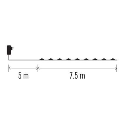 LED-Weihnachtskette für den Außenbereich 75xLED/12,5m IP44 warmweiß