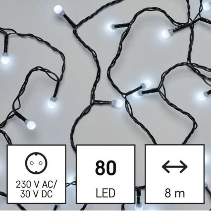 LED-Weihnachtskette für den Außenbereich 80xLED/13m IP44 kaltweiß