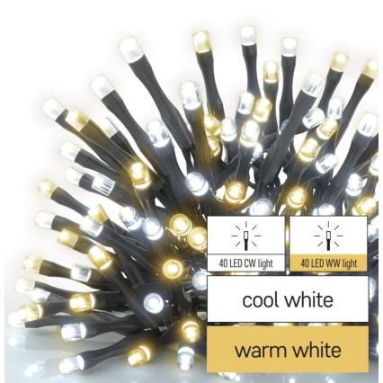 LED-Weihnachtskette für den Außenbereich 80xLED/13m IP44 warm/kalt weiß