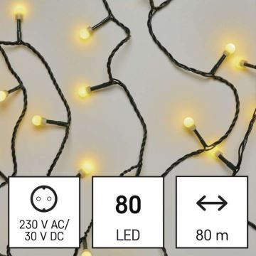 LED-Weihnachtskette für den Außenbereich 80xLED/13m IP44 warmweiß