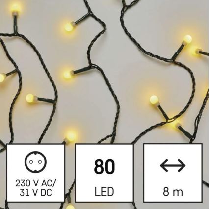 LED-Weihnachtskette für den Außenbereich 80xLED/13m IP44 warmweiß