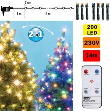 LED Weihnachtskette mit Fernbedienung 200xLED/230V IP44