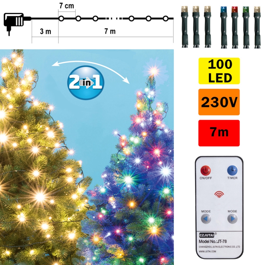 LED Weihnachtskette mit Fernbedienung LED/230V IP44