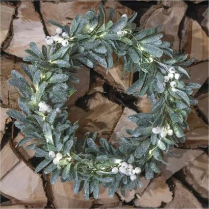 LED-Weihnachtskranz, 25 LEDs, 3×AA, Ø 35 cm