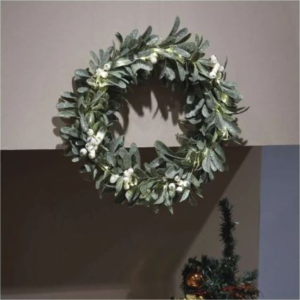 LED-Weihnachtskranz, 25 LEDs, 3×AA, Ø 35 cm