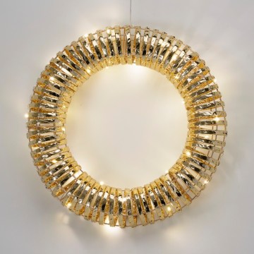 LED-Weihnachtskranz 30xLED/3xAA Ø 40 cm warmweiß Kranz/gold