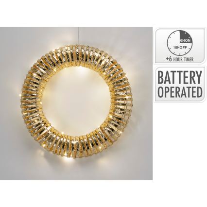 LED-Weihnachtskranz 30xLED/3xAA Ø 40 cm warmweiß Kranz/gold