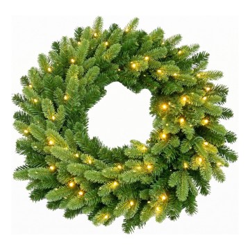 LED Weihnachtskranz 50xLED/3xAA 8 Funktionen Ø 60 cm warmweiß