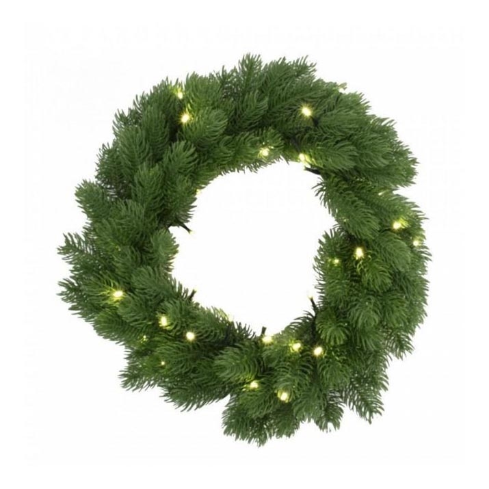 LED Weihnachtskranz mit Timer 48xLED/3xAAA | Beleuchtung.de
