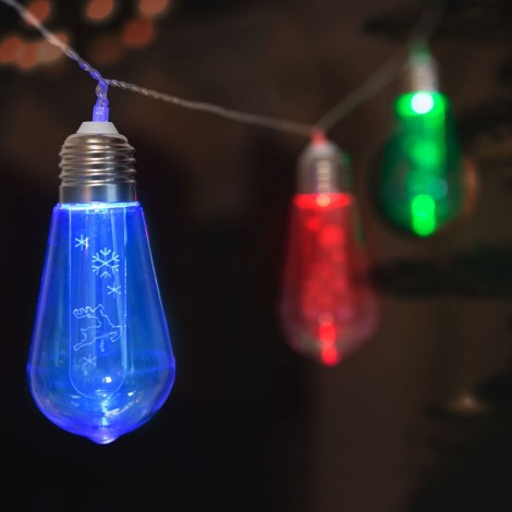 LED-Weihnachtslichterkette 10xLED/2xAA 2,2m mehrfarbig
