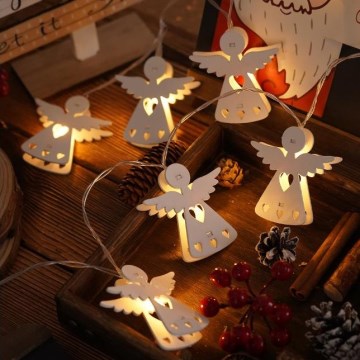 LED-Weihnachtslichterkette 10xLED/2xAA/warmweiβ 2m Engel