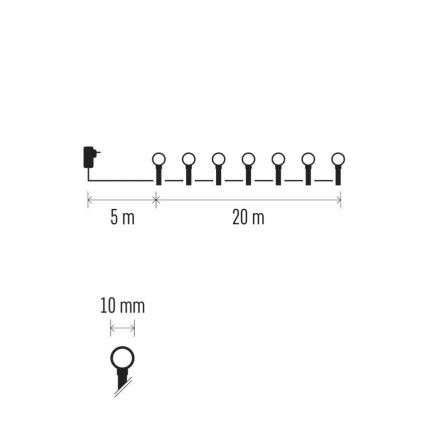 LED-Weihnachtslichterkette 200 LEDs/8 Funktionen 20 m IP44 kaltweiß