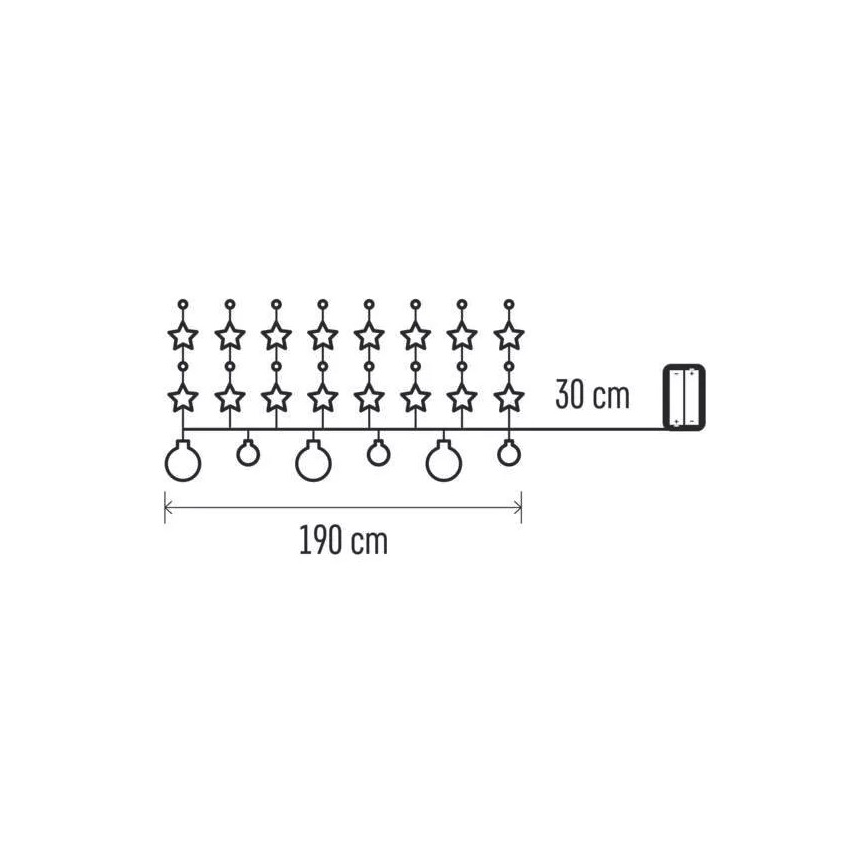 LED Weihnachtslichterkette 20xLED/2xAA 2,2 m warmweiß