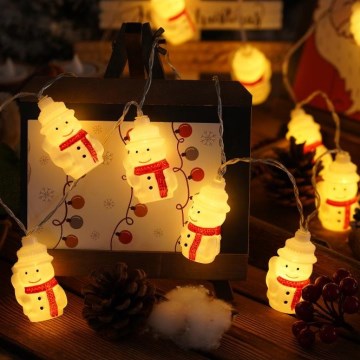 LED-Weihnachtslichterkette 20xLED/3xAA/warmweiβ 3,3m Schneemann