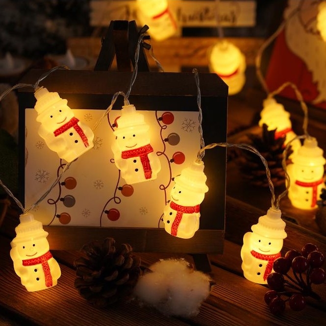 LED-Weihnachtslichterkette 20xLED/3xAA/warmweiβ 3,3m Schneemann