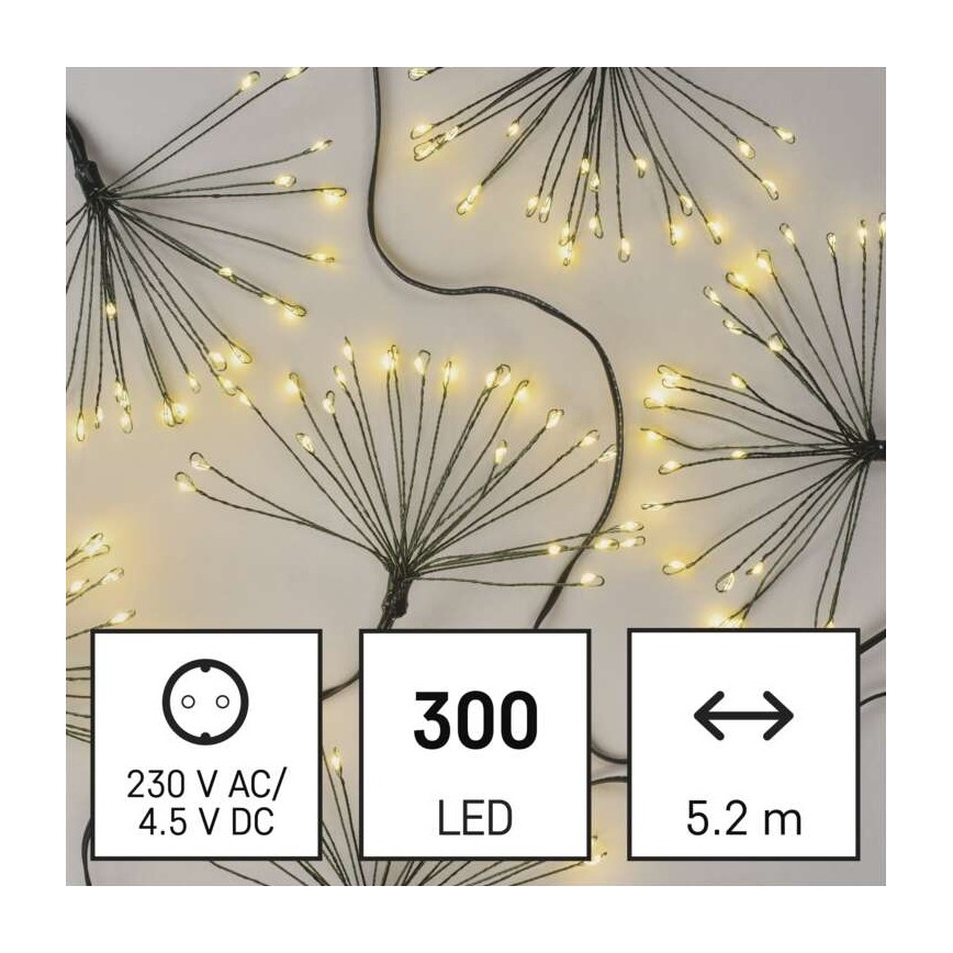 LED-Weihnachtslichterkette 300 LEDs 5,2+3 m warmweiß