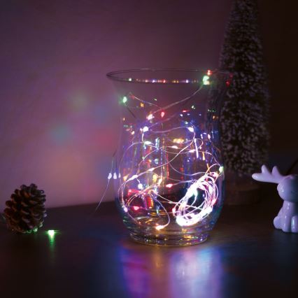 LED-Weihnachtslichterkette 50xLED/3xAA 5m mehrfarbig
