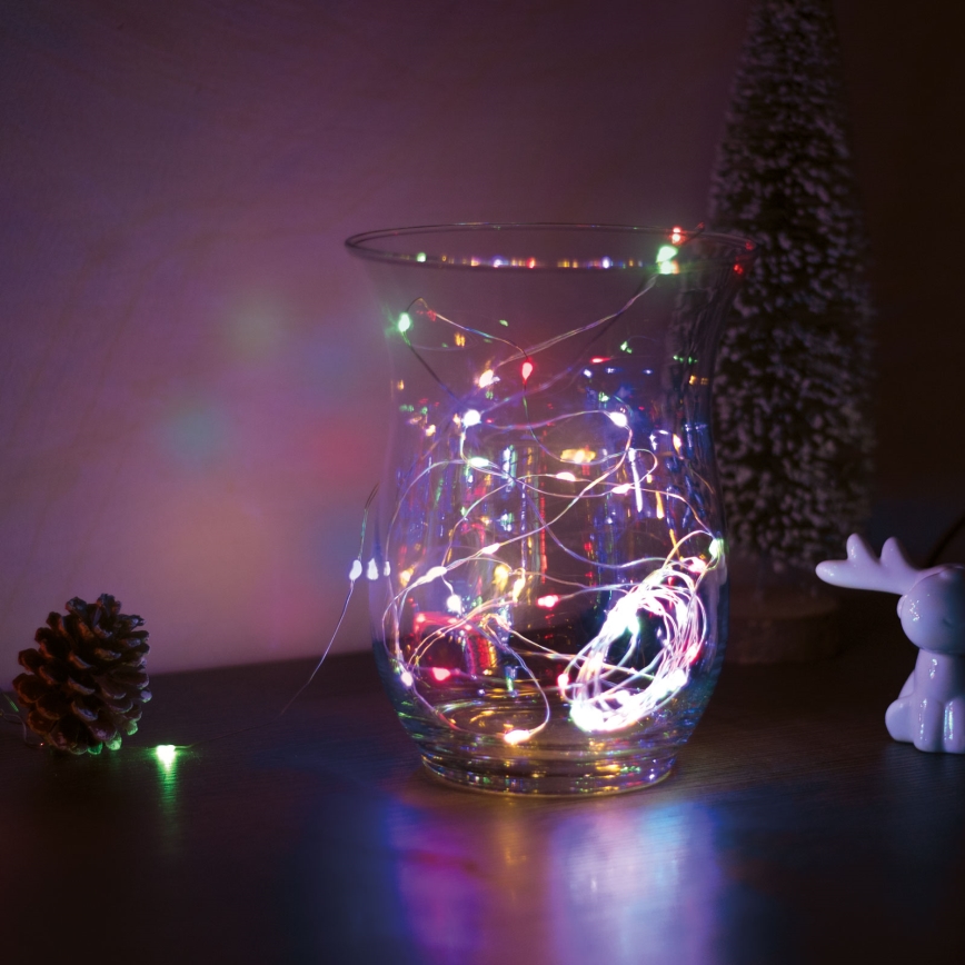 LED-Weihnachtslichterkette 50xLED/3xAA 5m mehrfarbig