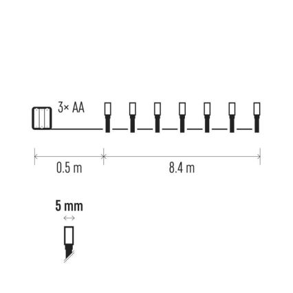 LED-Weihnachtslichterkette 8,4 m 120xLED/0,9W/3xAA IP44