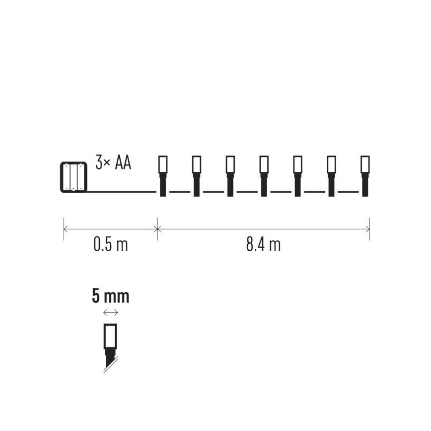 LED-Weihnachtslichterkette 8,4 m 120xLED/0,9W/3xAA IP44