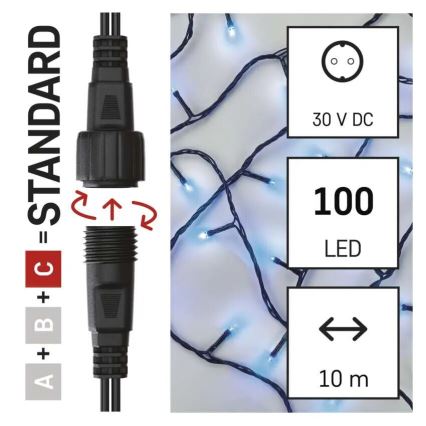 LED-Weihnachtslichterkette für den Außenbereich 100xLED/10m IP44 blau