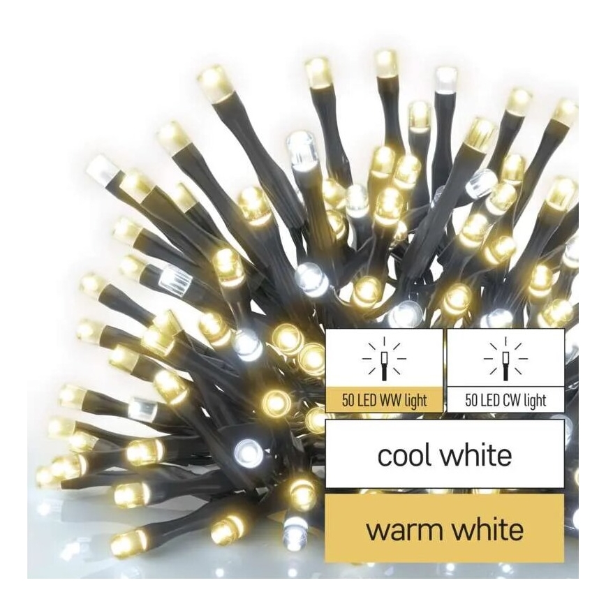 LED-Weihnachtslichterkette für den Außenbereich 100xLED/10m IP44 warm/kaltweiß