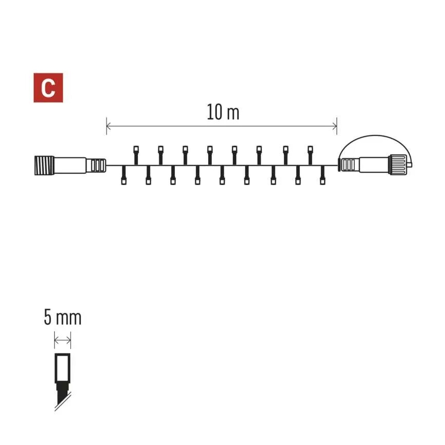 LED-Weihnachtslichterkette für den Außenbereich 100xLED/10m IP44 warm/kaltweiß