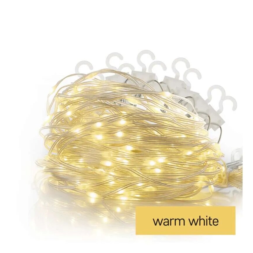 LED-Weihnachtslichterkette für den Außenbereich 100xLED/8 Funktionen 7,9x0,7m IP44 warmweiβ