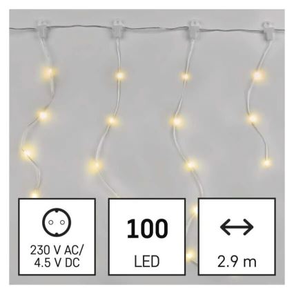 LED-Weihnachtslichterkette für den Außenbereich 100xLED/8 Funktionen 7,9x0,7m IP44 warmweiβ