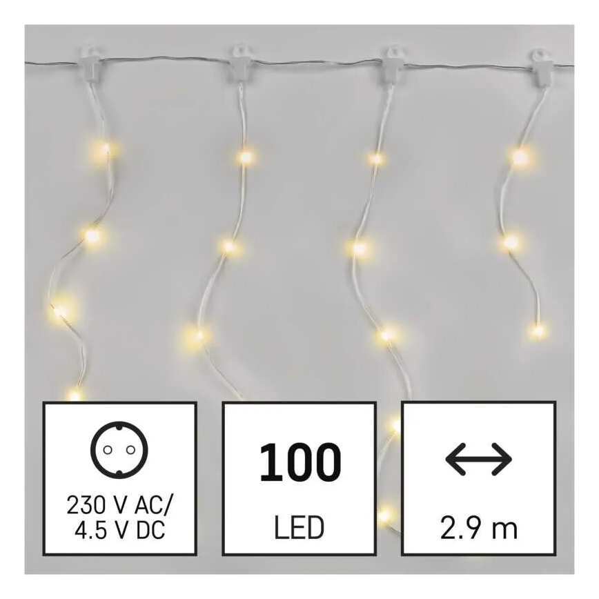 LED-Weihnachtslichterkette für den Außenbereich 100xLED/8 Funktionen 7,9x0,7m IP44 warmweiβ