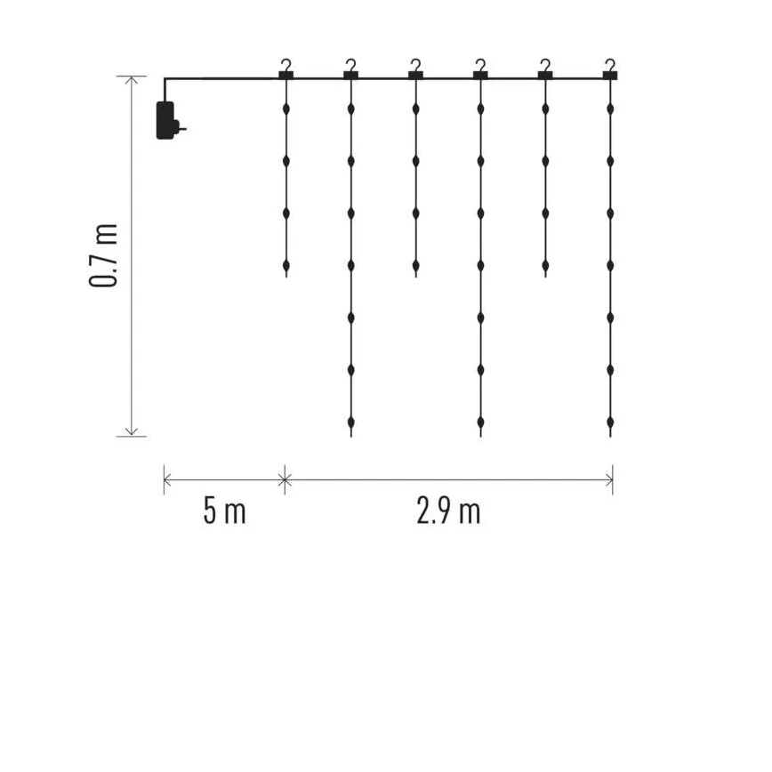 LED-Weihnachtslichterkette für den Außenbereich 100xLED/8 Funktionen 7,9x0,7m IP44 warmweiβ