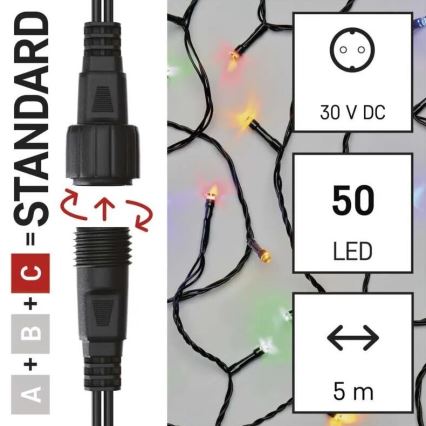 LED-Weihnachtslichterkette für den Außenbereich 50xLED/5m IP44 mehrfarbig