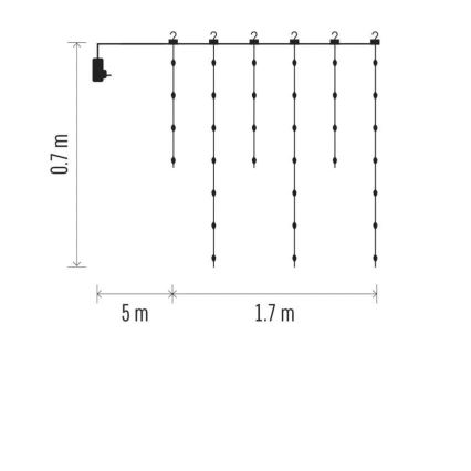 LED-Weihnachtslichterkette für den Außenbereich 54xLED/8 Funktionen 6,7x0,7m IP44 warmweiβ