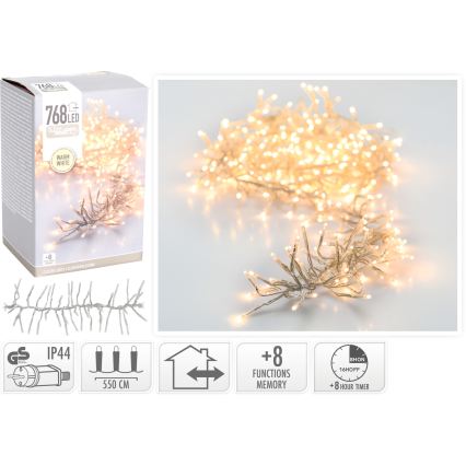 LED Weihnachtslichterkette für den Außenbereich 768xLED/230V/8 Funktionen 8,5 m IP44 warmweiß