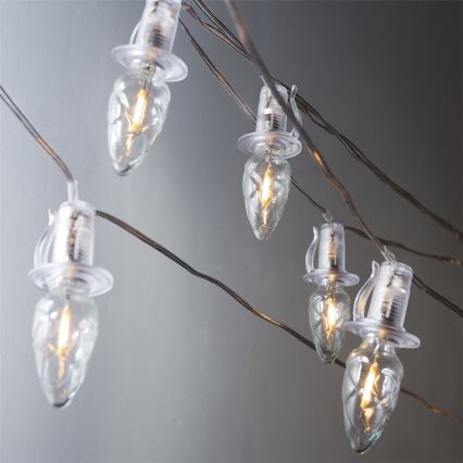 LED-Weihnachtslichterkette für den Außenbereich CONE FILAMENT 20xE10 19m klar/warmweiβ IP44, Made in the EU