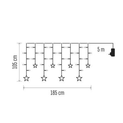 LED-Weihnachtsvorhang, 115 LEDs / 1,35 W, 6,85 x 1,05 m, warmweiß