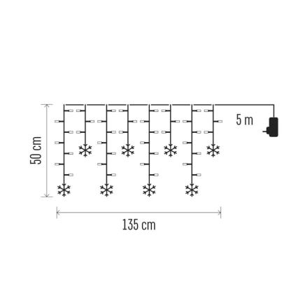 LED-Weihnachtsvorhang 60xLED/1,35W 635x50 cm kaltweiß