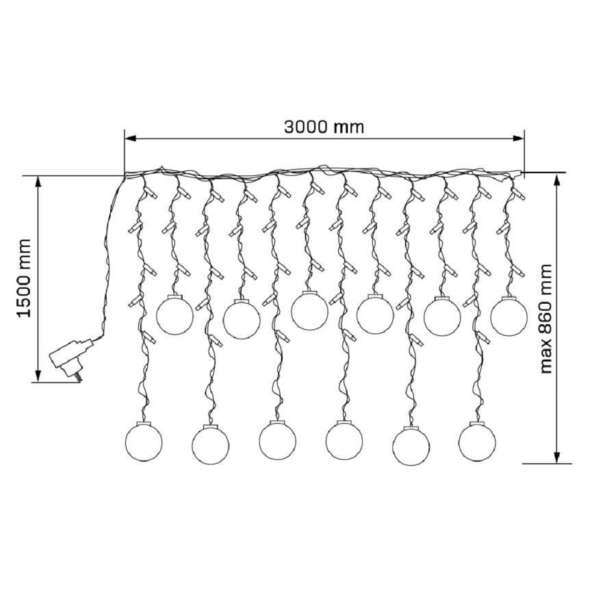 LED Weihnachtsvorhang WISH BALLS 108xLED/8 Funktionen 4,5 m warmweiß