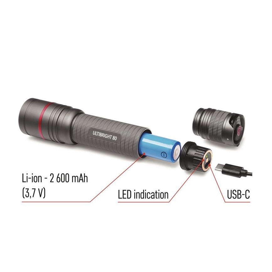 LED Wiederaufladbare Taschenlampe LED/USB/3,7V IP65 600lm