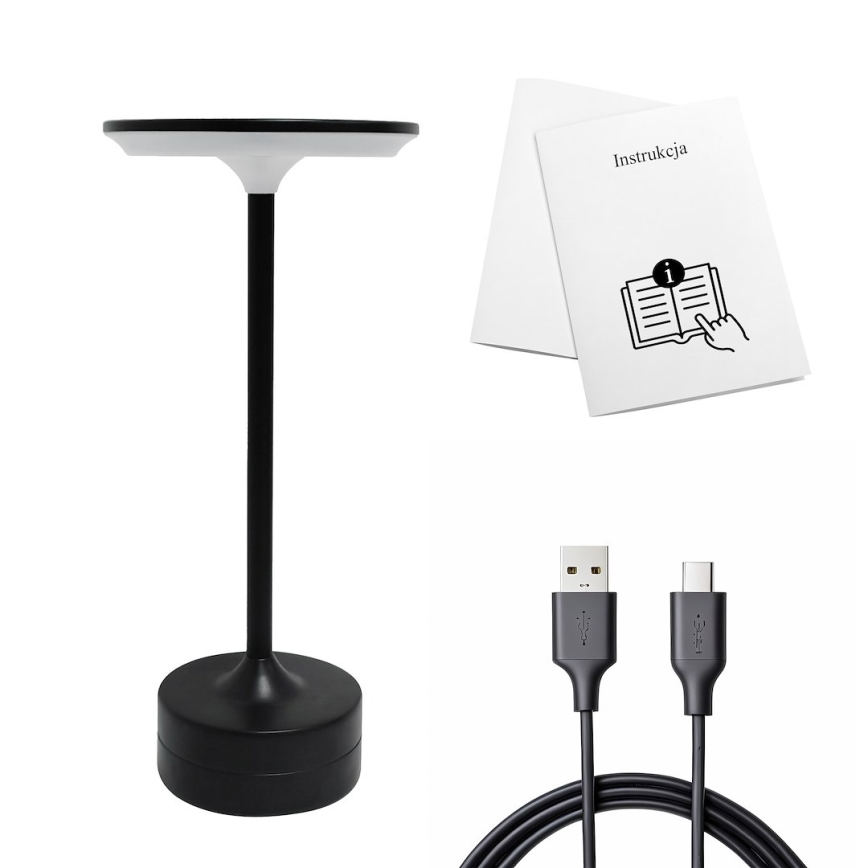 LED wiederaufladbare Touch-Tischlampe TAVOLO LED/2,5W/5V 2400 mAh 3000-6000K schwarz