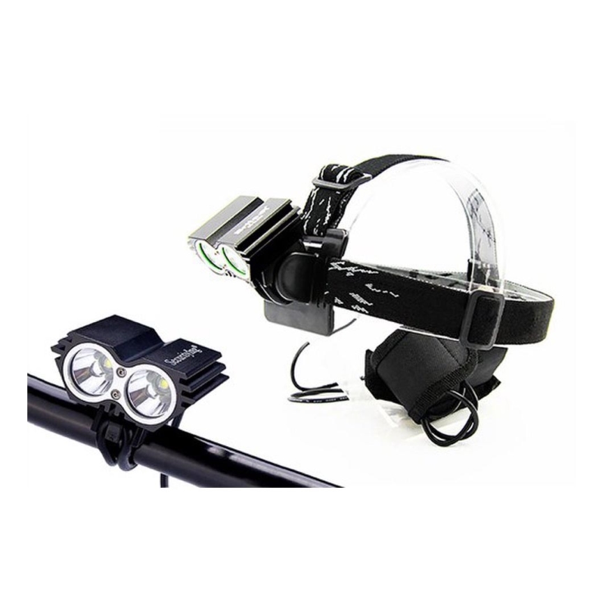 LED Wiederaufladbare Zyklo-und Stirlampe 2xCree XML-T6 1100lm