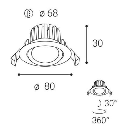 LED2 – Dimmbare LED-Einbauleuchte für das Badezimmer MAX LED/8W/230V 3000K IP65