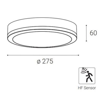 LED2 - LED Auβen-Deckenleuchte mit dem Sensor KERY LED/18W/230V IP65 schwarz