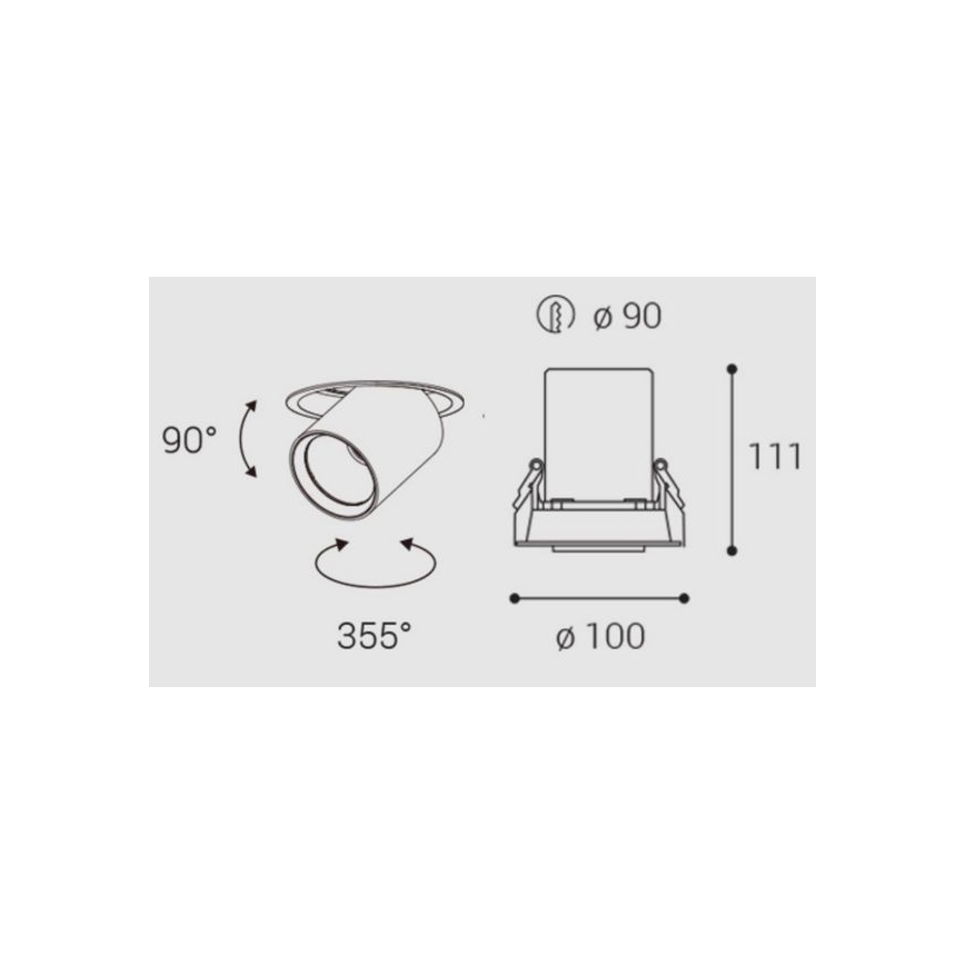LED2 - LED-Einbaustrahler HIDE LED/20W/230V CRI 90 weiß
