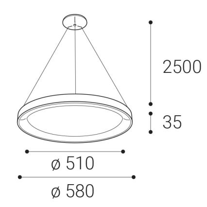 LED2 - LED-Hängeleuchte an einer Schnur BELLA LED/48W/230V 3000K/4000K schwarz